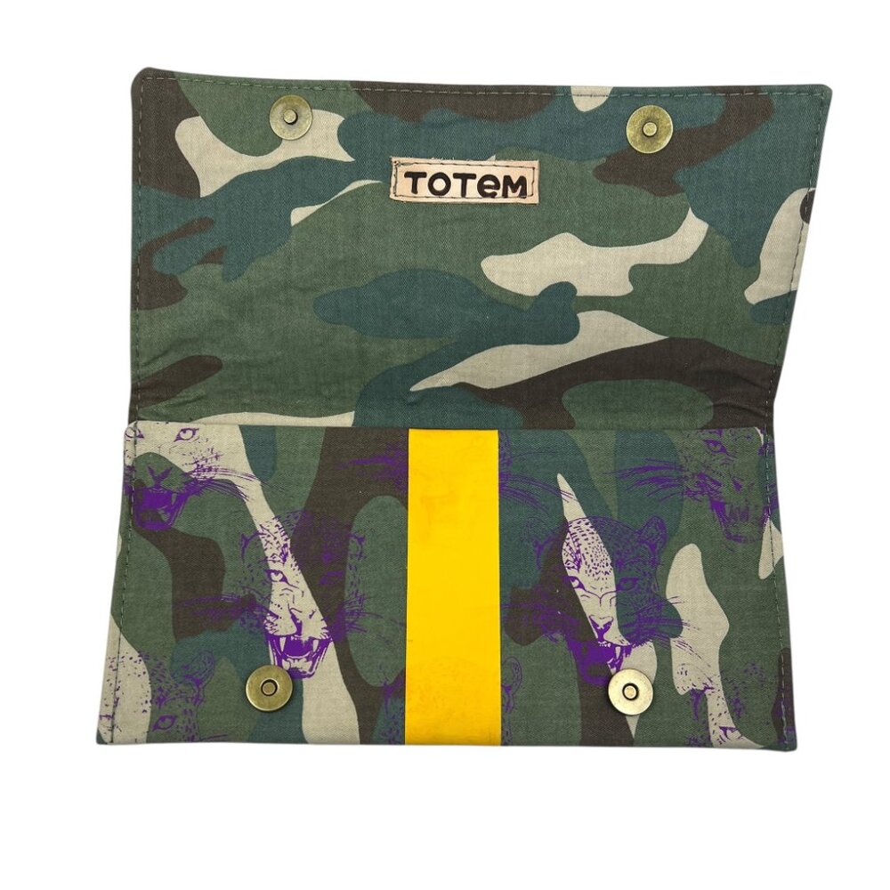Totem Salvaged Camo, Stripe and Screen Printed Leopard Clutch Purse, $195 retail - Picture 5 of 6